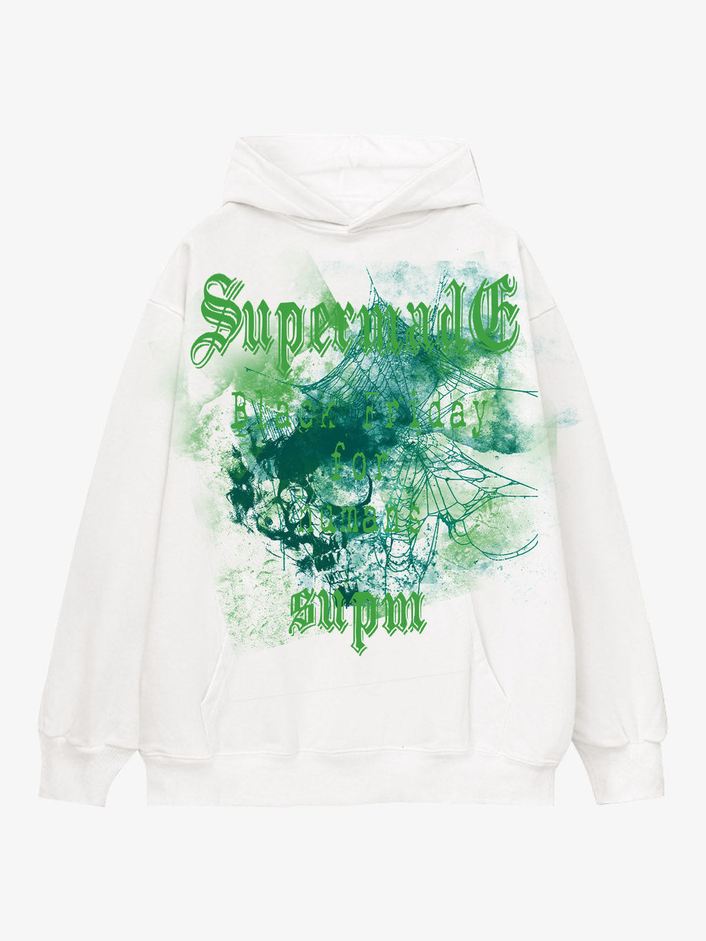Gothic Skull Spider Web Graphic Hoodie