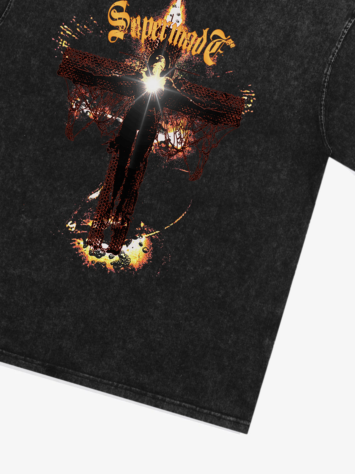 Washed Gothic Cross Graphic T-Shirt