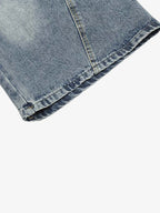 Denim Camouflage Patchwork Cargo Jorts