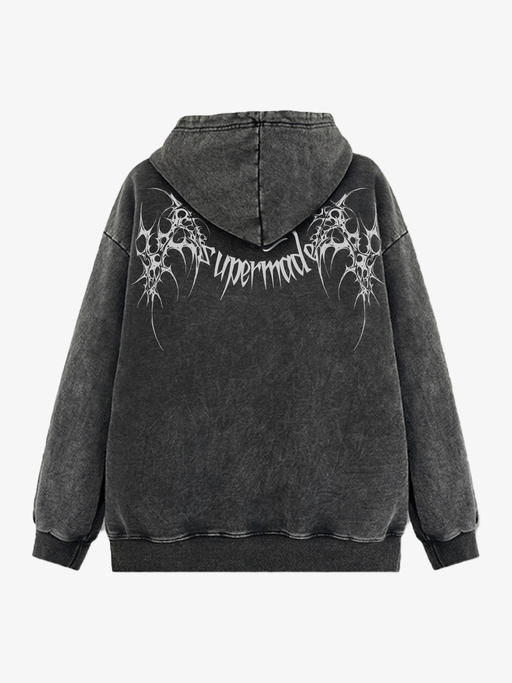 Washed Gothic Spike Letter Hoodie