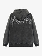 Washed Gothic Spike Letter Hoodie