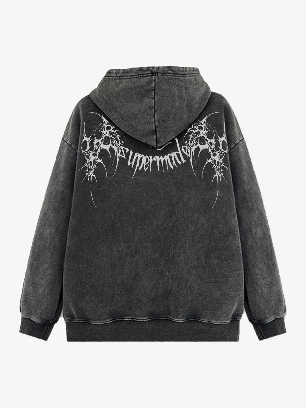 Washed Gothic Spike Letter Hoodie