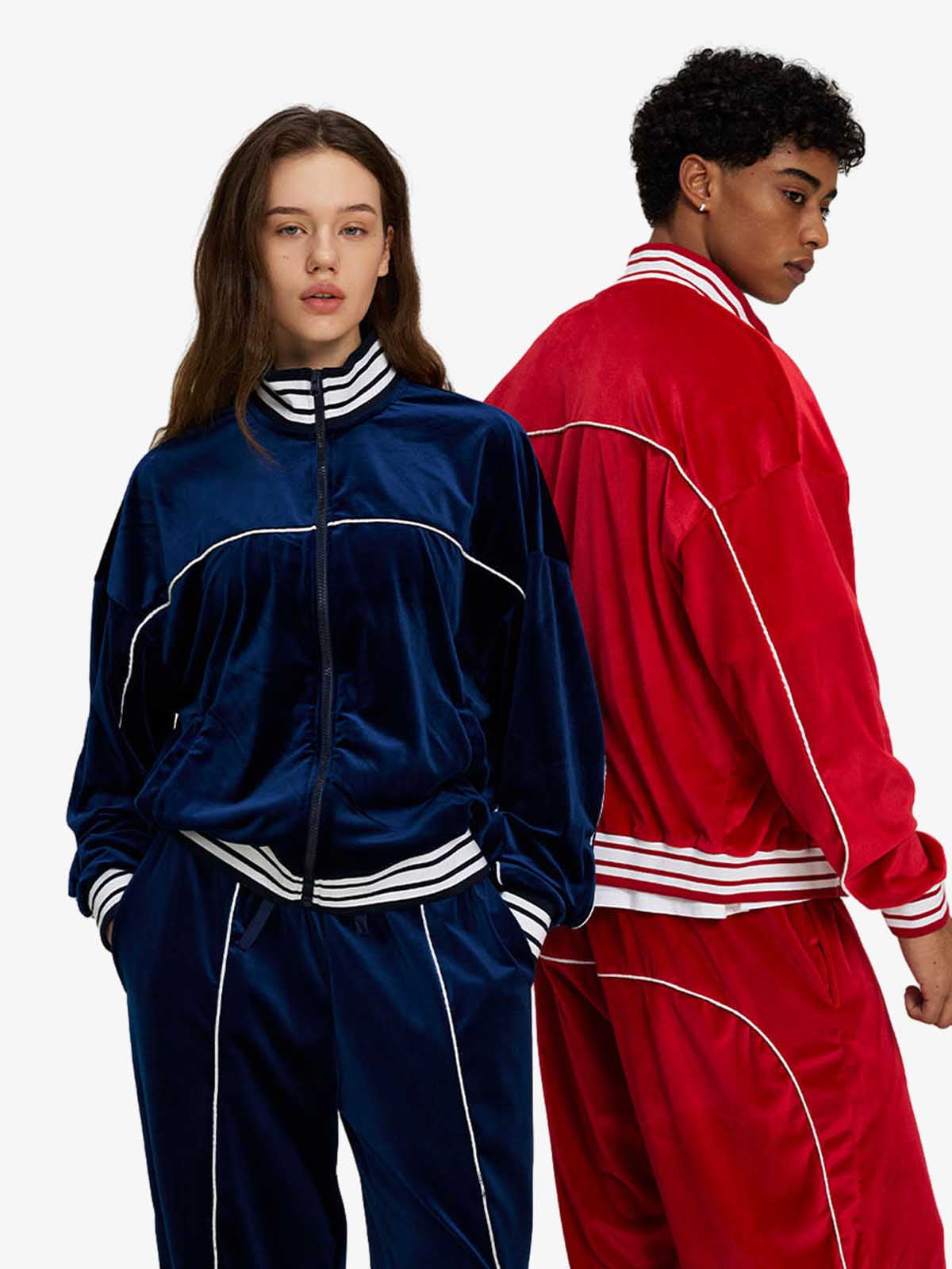 Velour Piping Panel Track Jacket