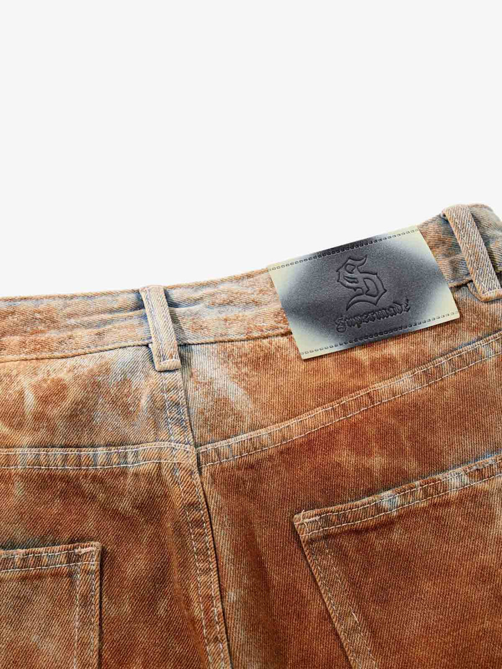 Croc Texture Washed Wide Leg Jeans