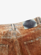 Croc Texture Washed Wide Leg Jeans