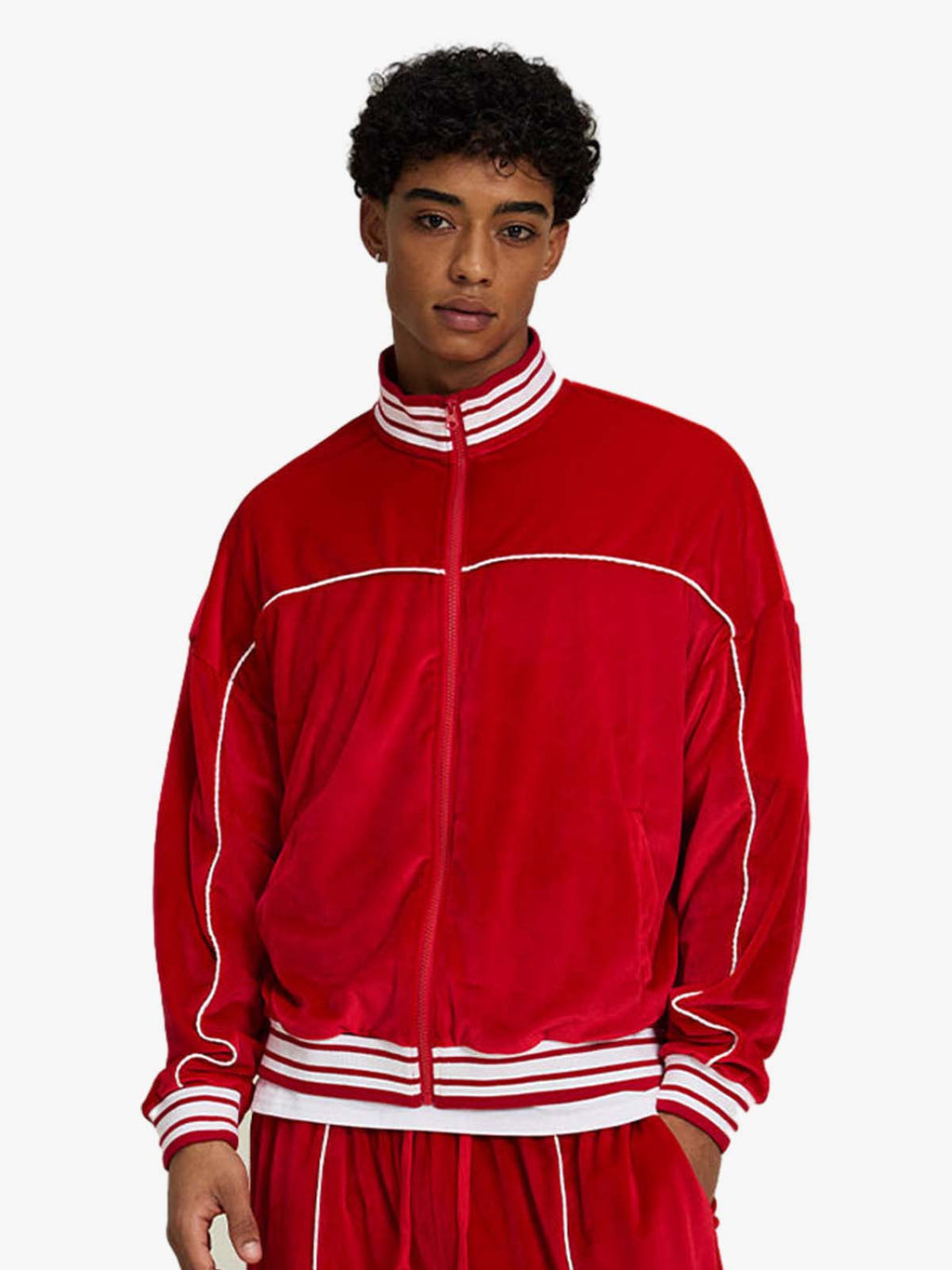 Velour Piping Panel Track Jacket