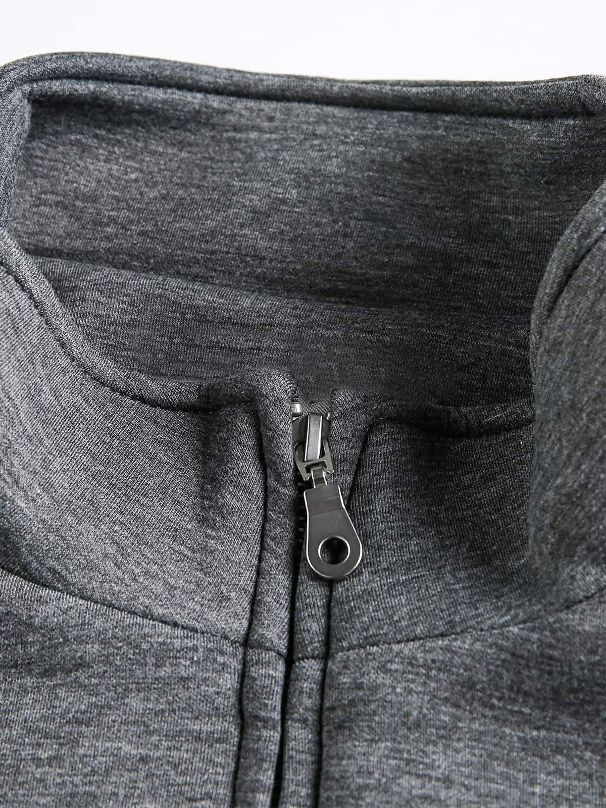 Panel Cut Stand Collar Zip Up Jacket