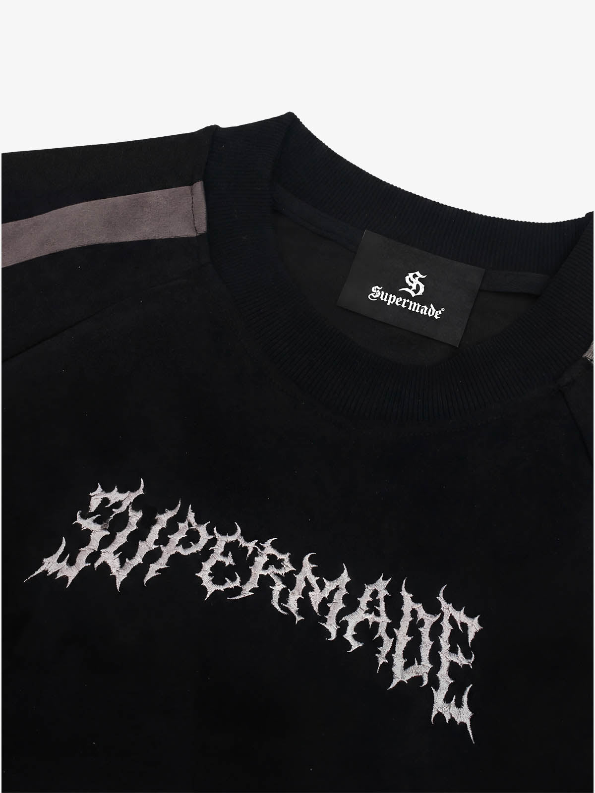 Suede Panel Embroidered Logo Short Sleeve T-Shirt