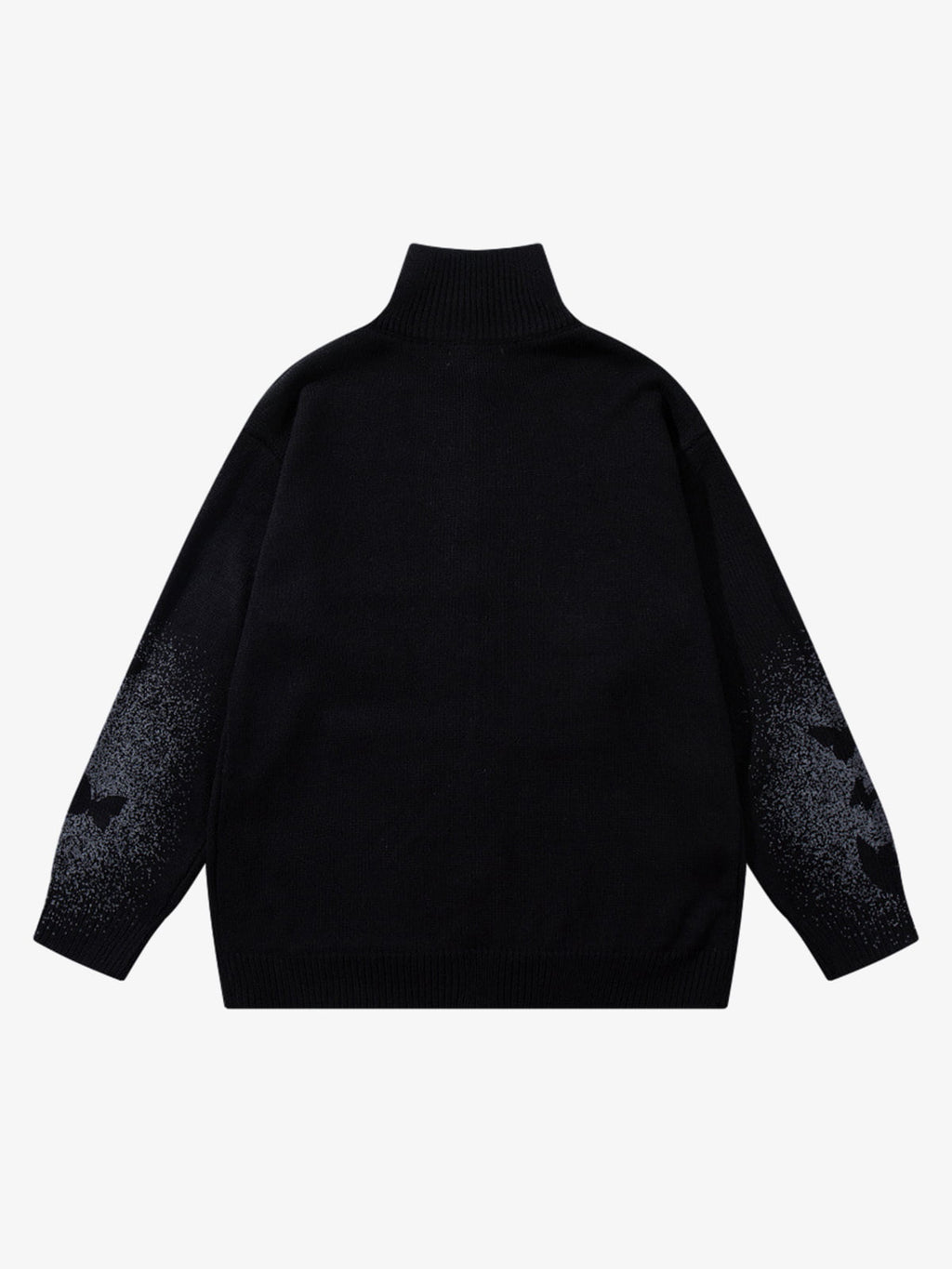 Street Dark Phantom Butterfly Stand-Collar Knit Cardigan Sweater