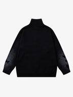 Street Dark Phantom Butterfly Stand-Collar Knit Cardigan Sweater