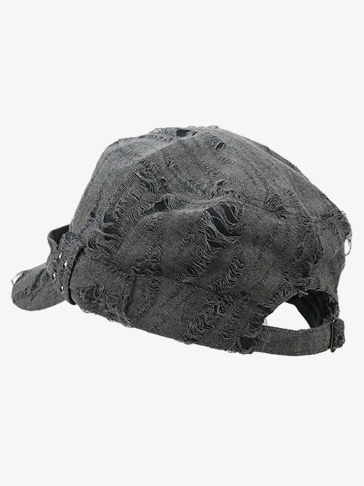 Distressed Stud Detail Cotton Flat Top Cap