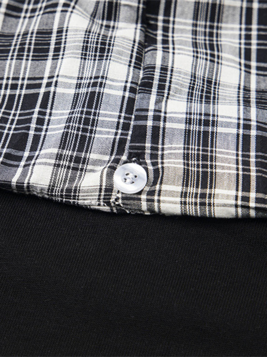 Jersey Knit Detachable Badge Hooded Plaid Cape T-Shirt