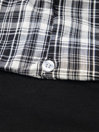 Jersey Knit Detachable Badge Hooded Plaid Cape T-Shirt