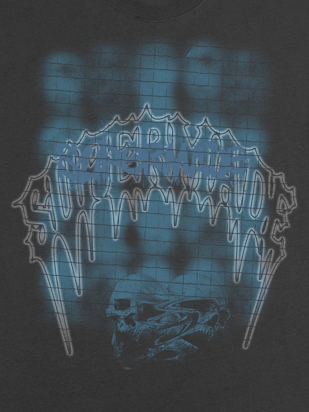 Dark Grid Skull Graphic T-Shirt