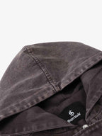 Washed Denim Metal Toggle Clasp Hooded Jacket