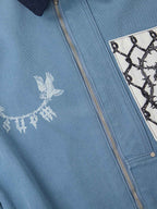 precipice Multi-Element Appliqué Patchwork Denim Suit - 2593