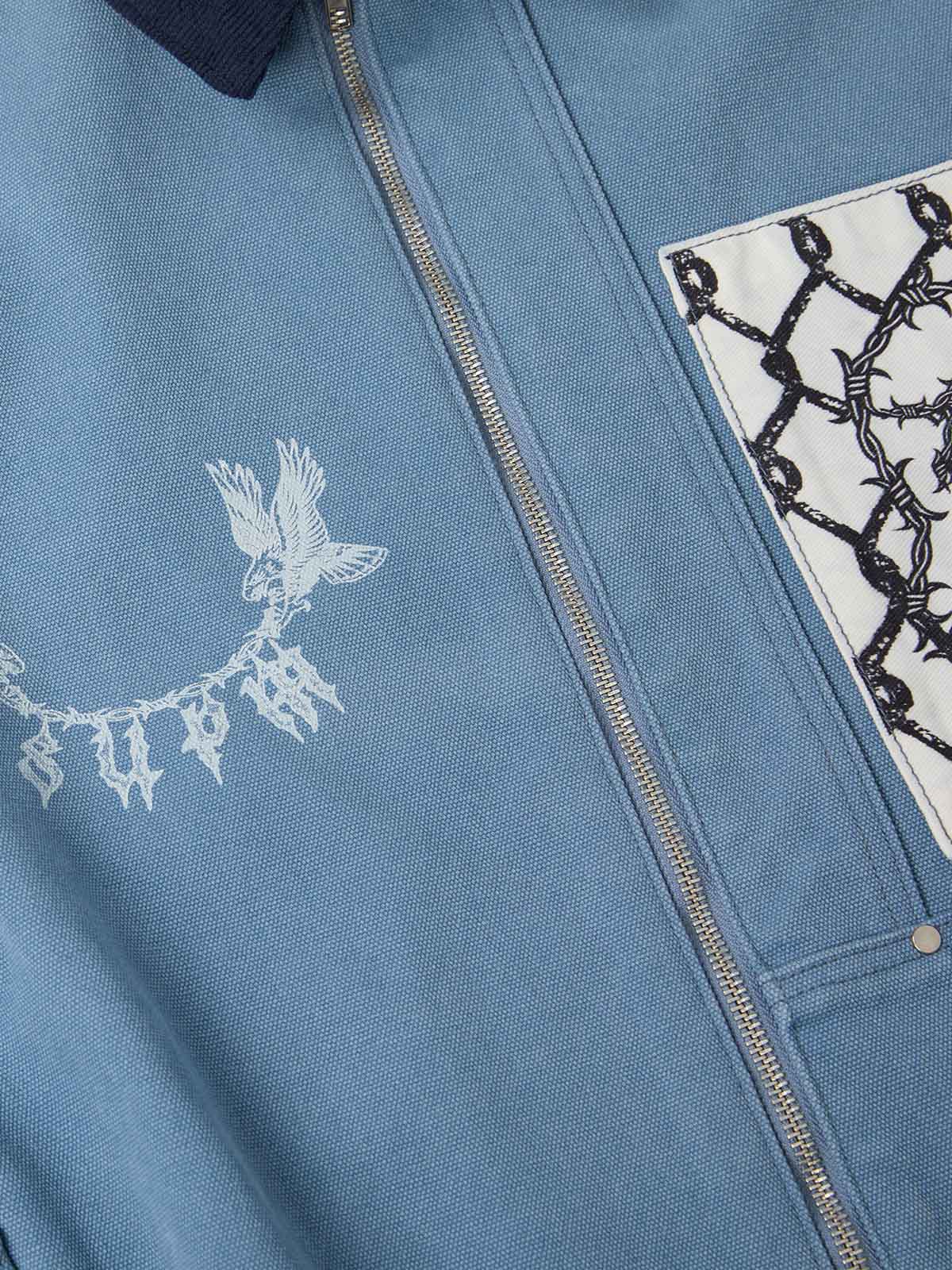precipice Multi-Element Appliqué Patchwork Denim Suit - 2593