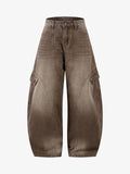 Vintage Washed Workwear Barrel Jeans - 2593