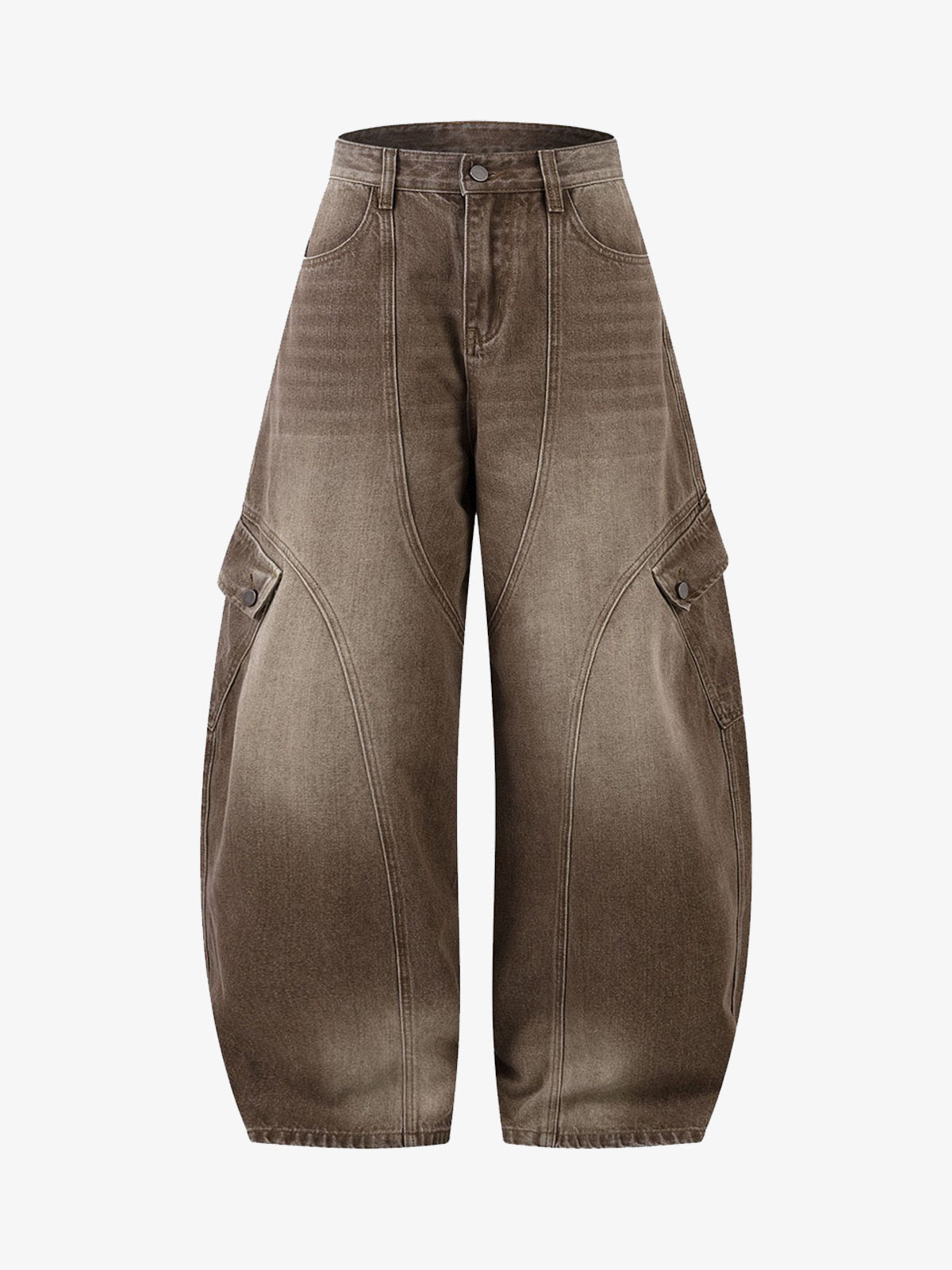 Vintage Washed Workwear Barrel Jeans - 2593