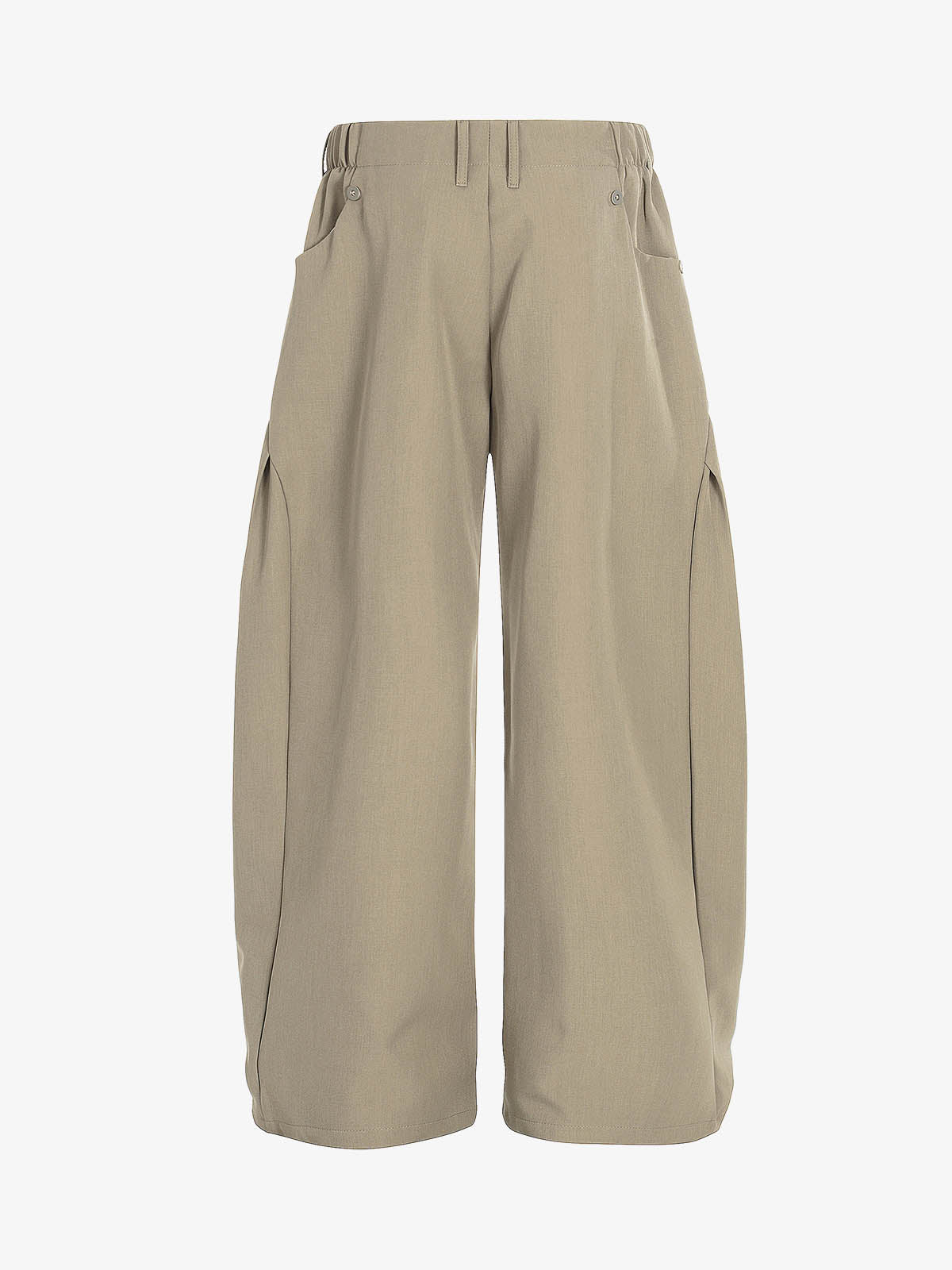 Structured Panel Pleated Wide Leg Barrel Pants