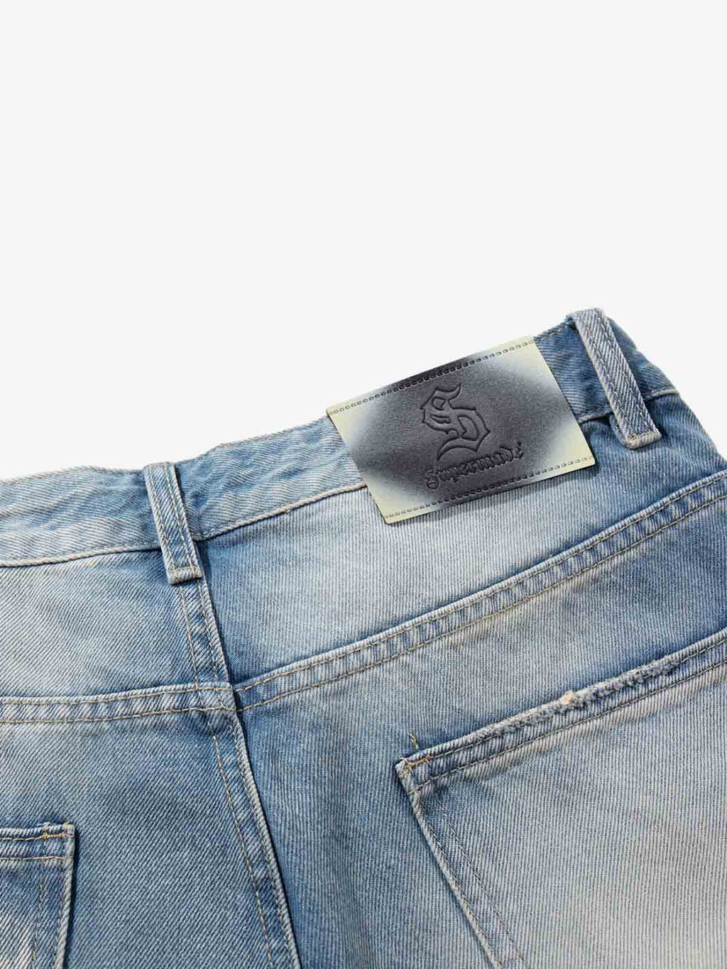 Bleach Wash Wide Leg Denim Jeans