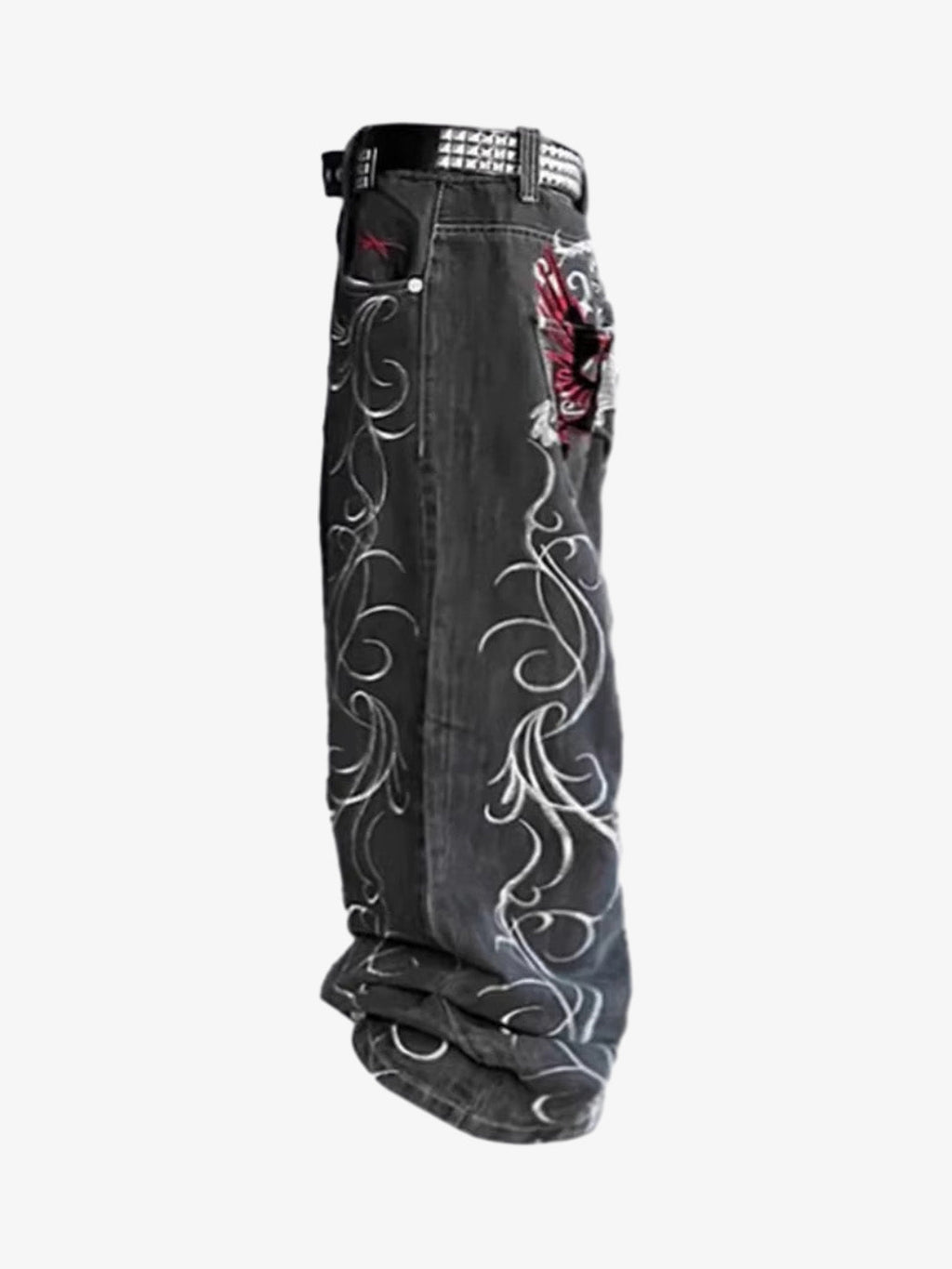 Dragon Embroidery Gothic Wide Leg Jeans