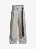 Tie Detail Relaxed Fit Draped Suit Pants