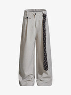 Tie Detail Relaxed Fit Draped Suit Pants