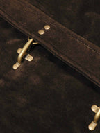Vintage Suede Embroidered Metal Clip Down Jacket
