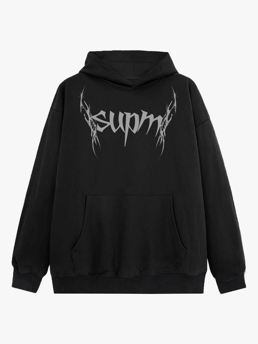 Washed Gothic Spike Letter Hoodie