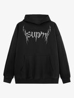 Washed Gothic Spike Letter Hoodie