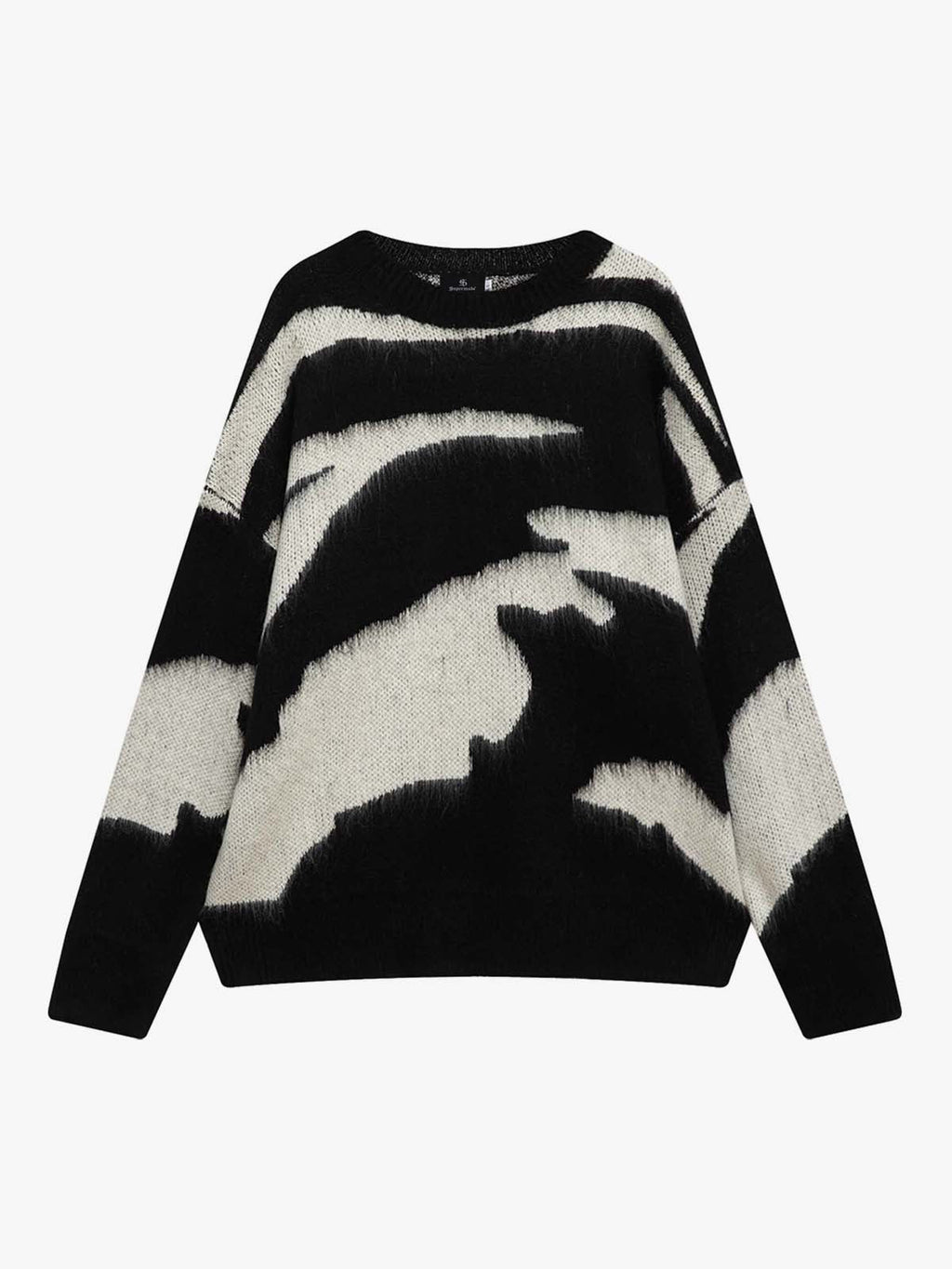 Retro Brushed Abstract Zebra-Style Pattern Sweater