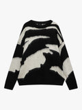 Retro Brushed Abstract Zebra-Style Pattern Sweater
