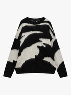 Retro Brushed Abstract Zebra-Style Pattern Sweater