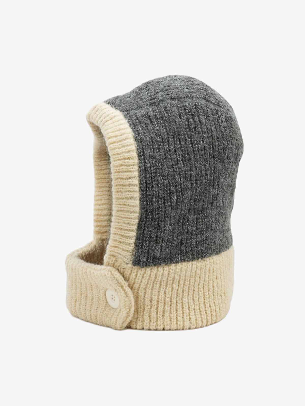 Retro Color-Block Chunky Knit Balaclava Hats