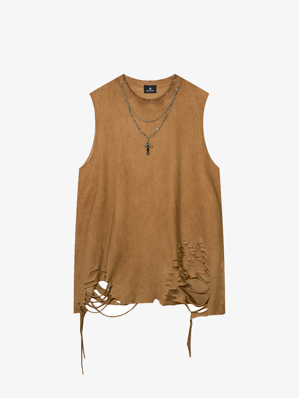 Street Ripped Vest with Detachable Necklace