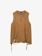 Street Ripped Vest with Detachable Necklace