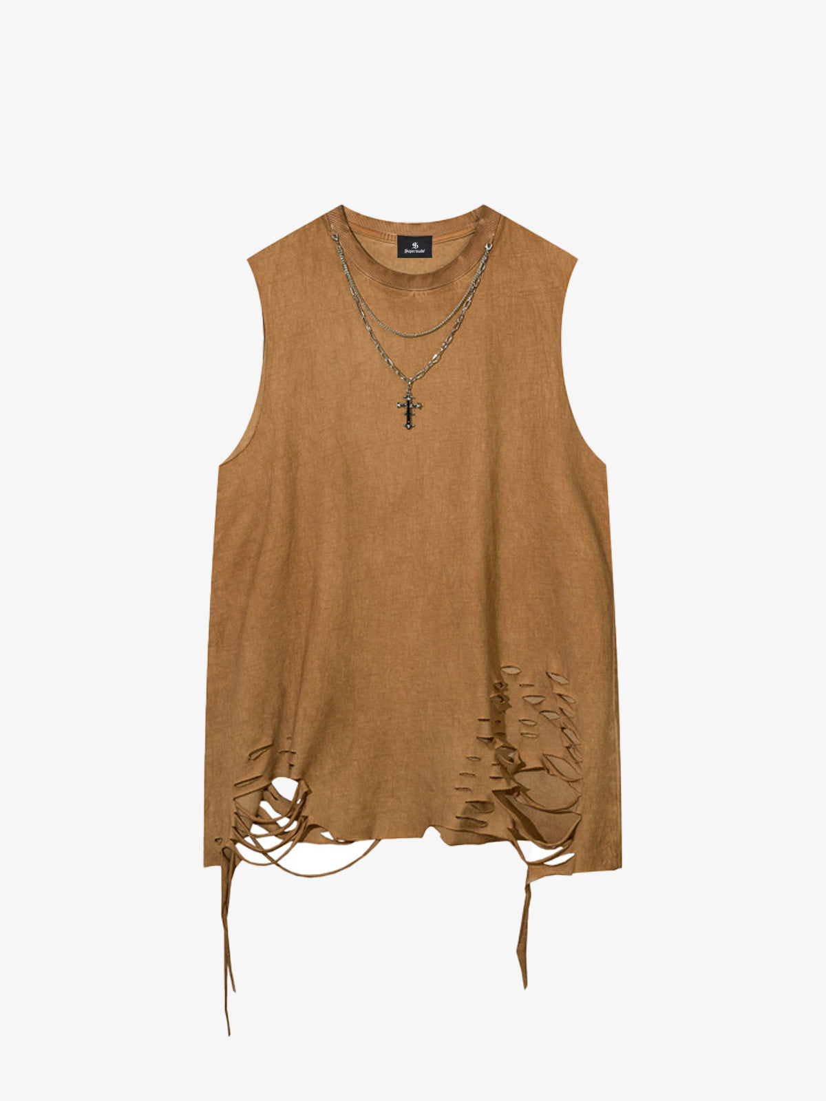 Street Ripped Vest with Detachable Necklace