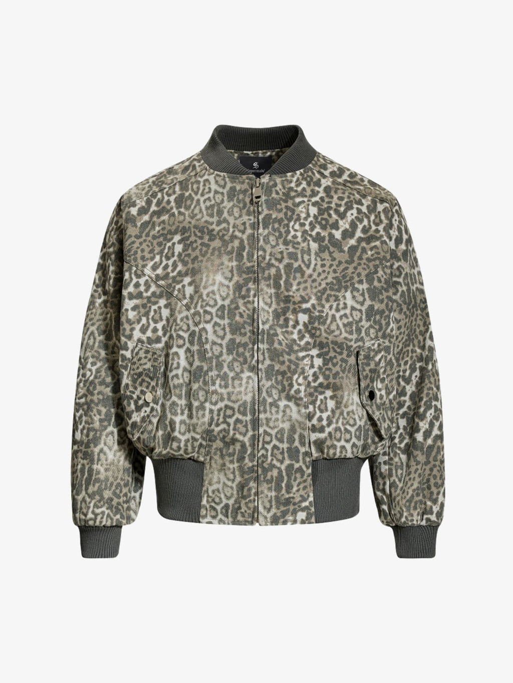 Vintage Leopard Print Bomber Jacket - 2540