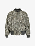 Vintage Leopard Print Bomber Jacket - 2540