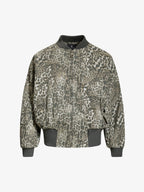 Vintage Leopard Print Bomber Jacket - 2540
