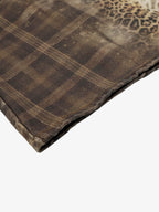 Plaid Leopard Print Cargo Barrel Jeans