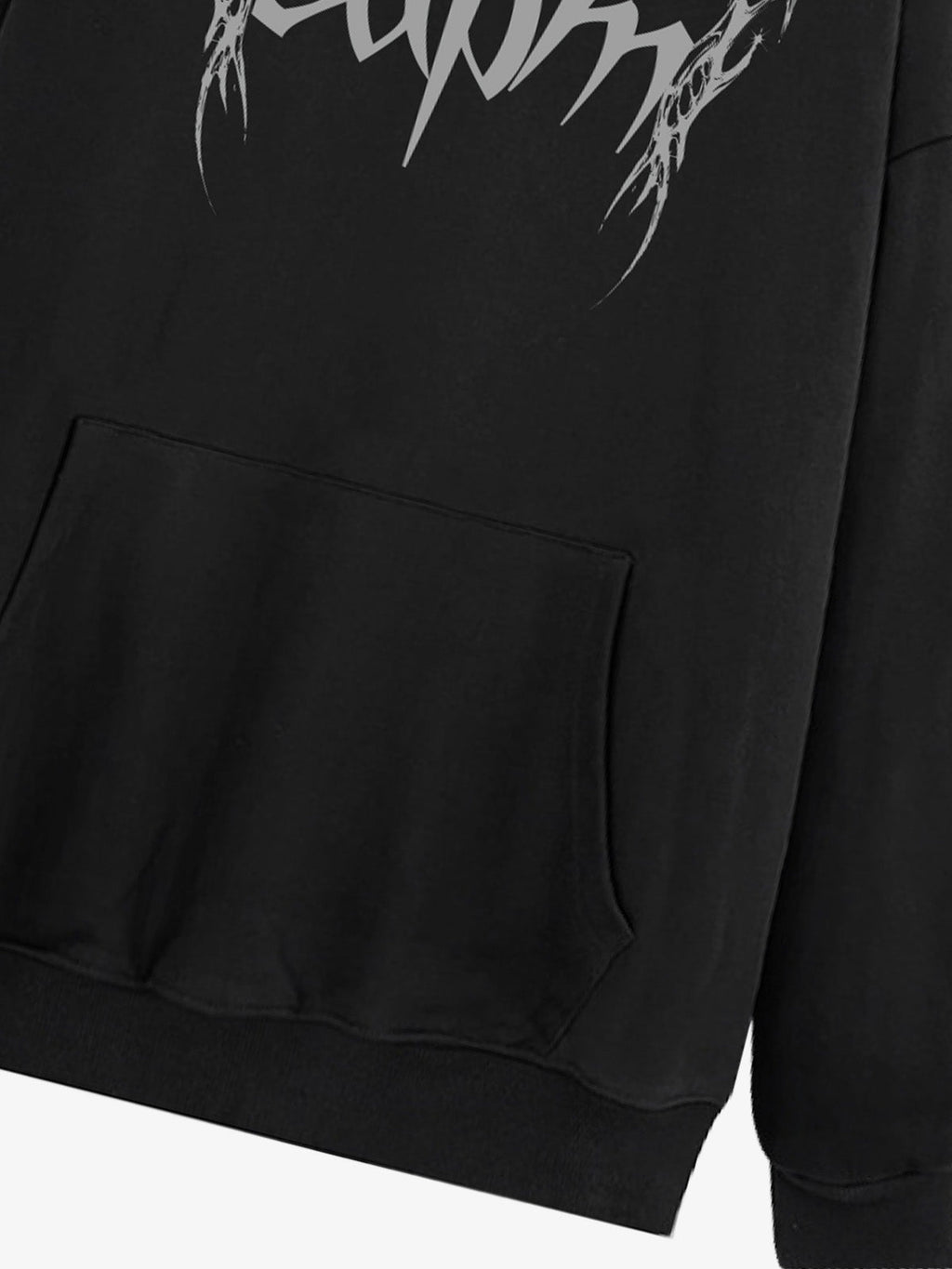Washed Gothic Spike Letter Hoodie