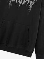 Washed Gothic Spike Letter Hoodie