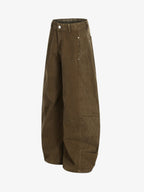 Washed Panel Cut Wide Leg Denim Jeans