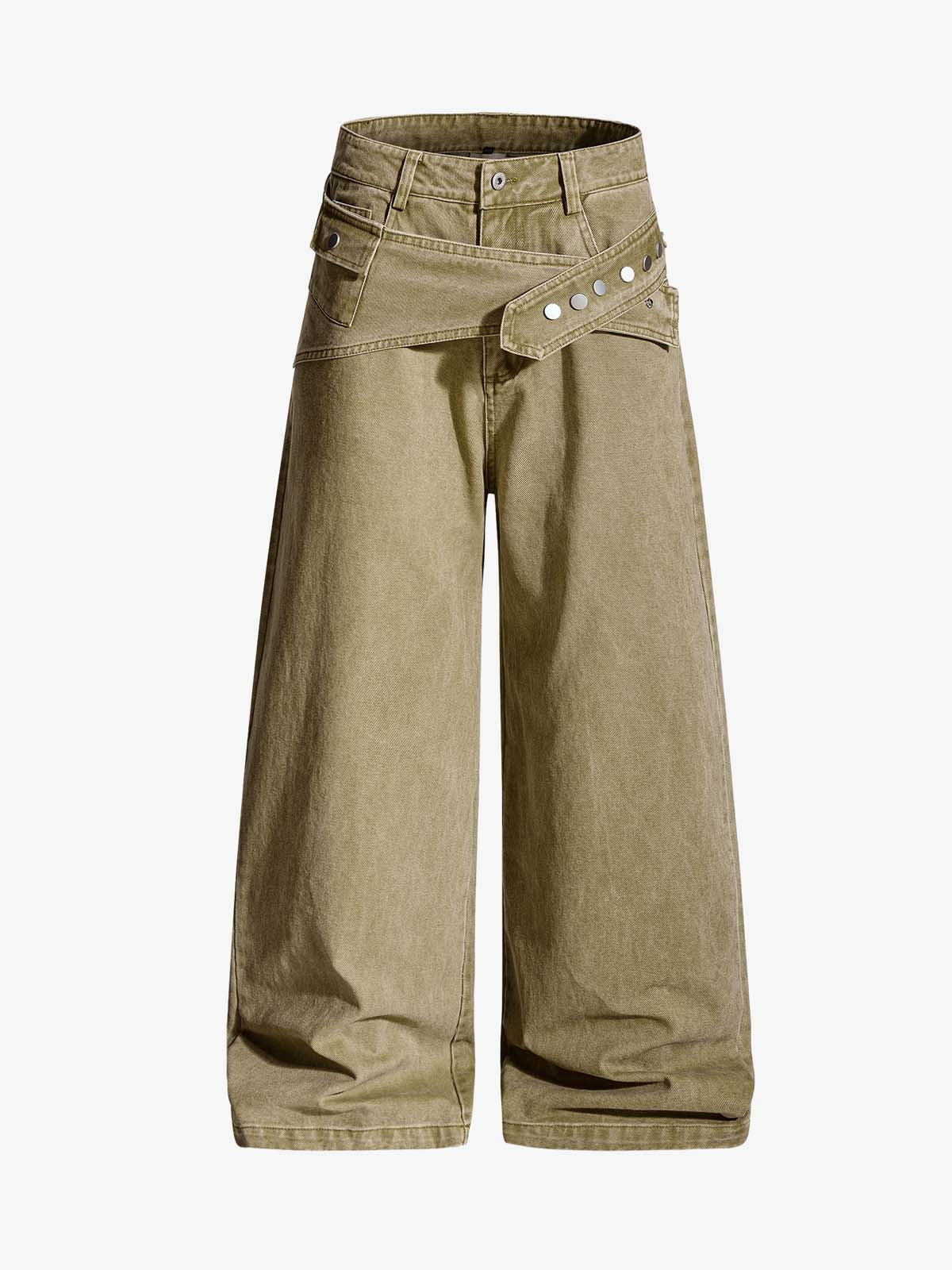 Street Detachable Belt Baggy Pants