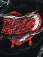 Skeleton & Melted Heart Graphic Waffle Knit T-Shirt