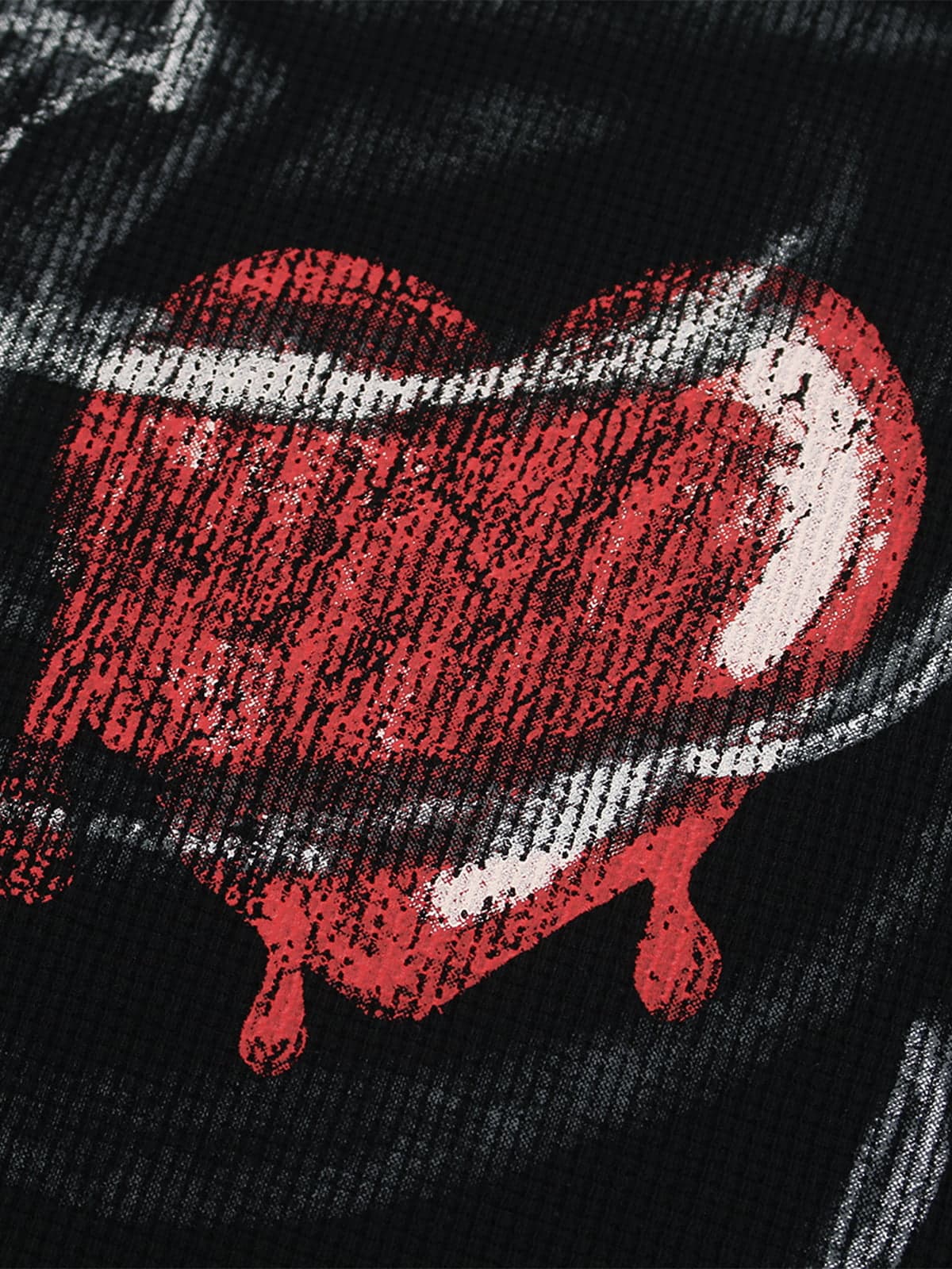 Skeleton & Melted Heart Graphic Waffle Knit T-Shirt
