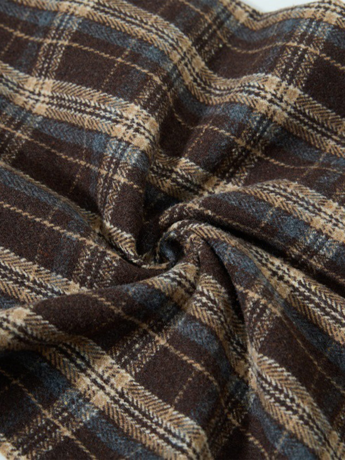 Vintage Plaid Pleated Multi-Pocket Cargo Casual Pants - 2524