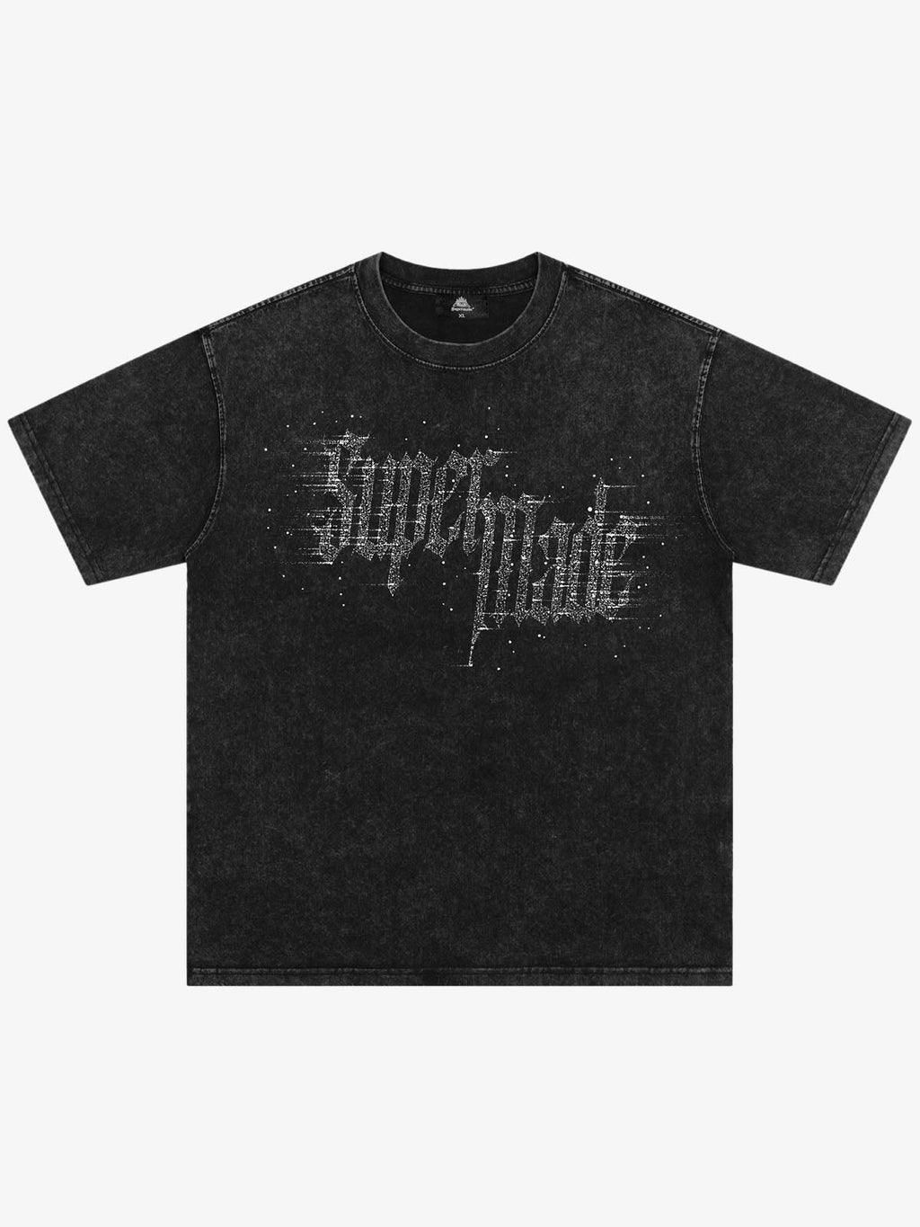 Washed Gothic Letter Imitation Diamond T-Shirt